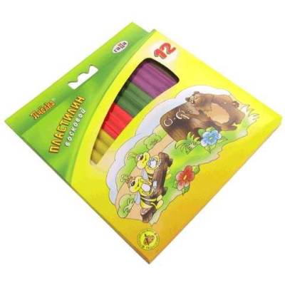 КанцРЦ Пластилин восковой мягкий Гамма "Пчелка", 12 цветов, 180г, со стеком, картон. упак. 280032Н